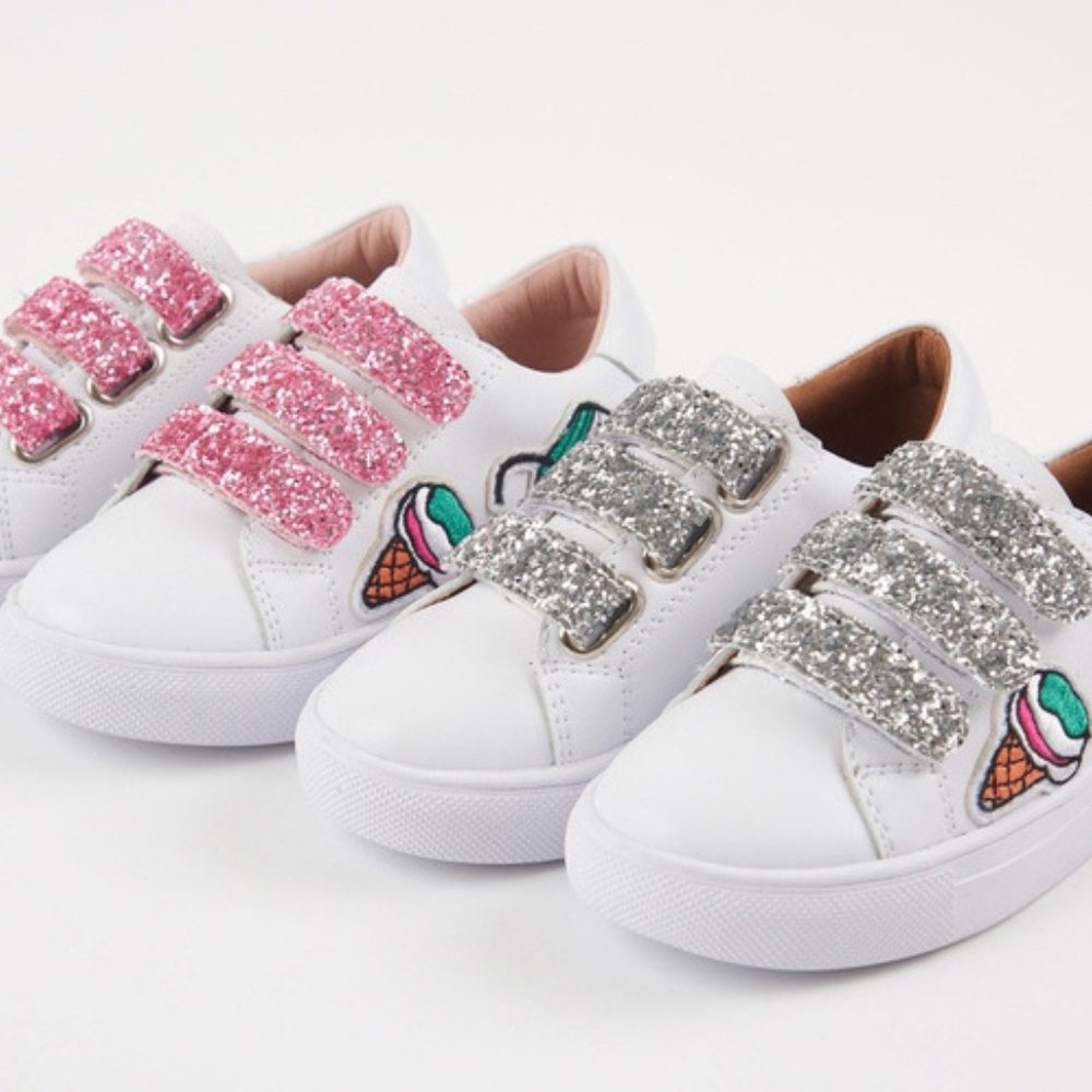 Toddler Girls Pink Glitter Velcro Sneakers - Picture 8 of 8